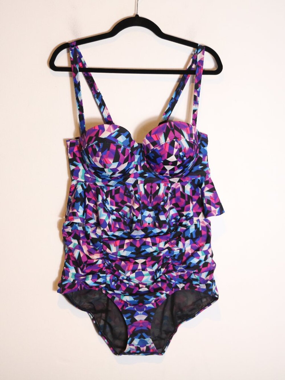 Torrid Geo Print 2 Piece Swimsuit Peplum Underwireâ Bikini Top 0 Bottom 1X